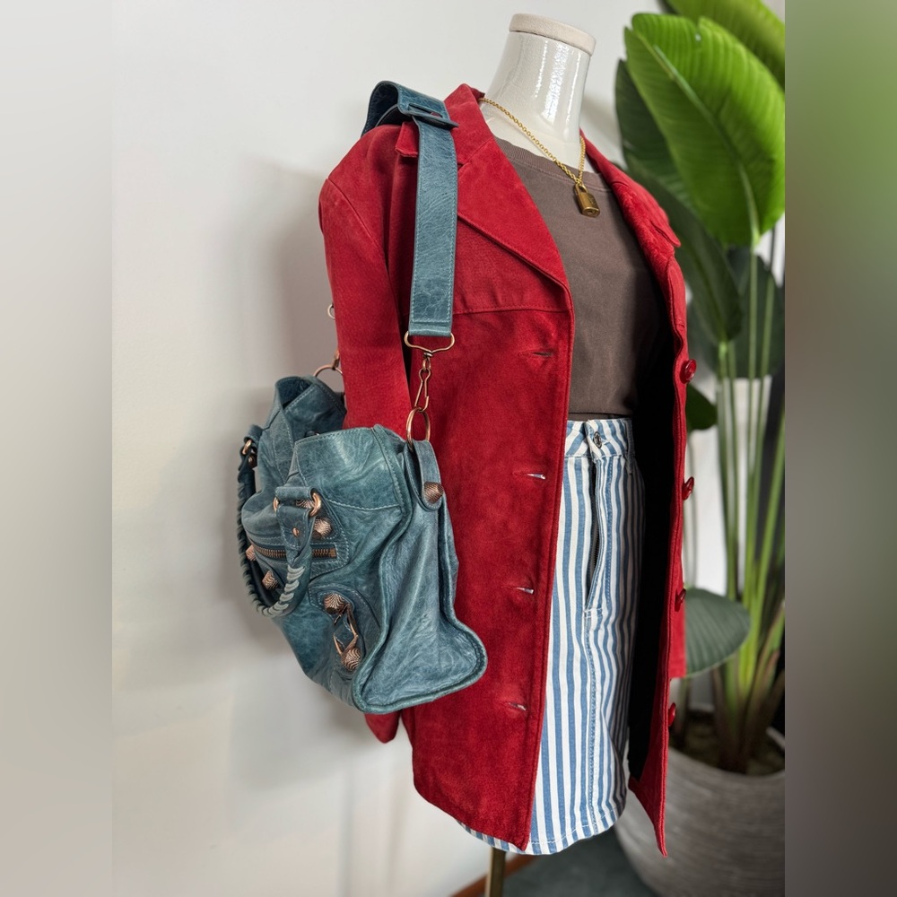 Suede Red vintage Women's leather Jacket
